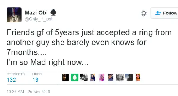 Twitter user is angry because his friend